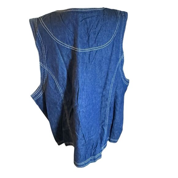 Vintage Carole Little Plus 22w Blue Sleeveless V Neck Embroidery Vest Floral - Picture 3 of 12